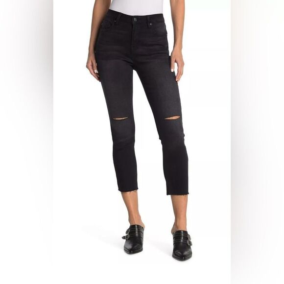 VIGOSS Jeans Stevie Crop Straight Black Distressed 27 Waist NEW - Picture 4 of 12